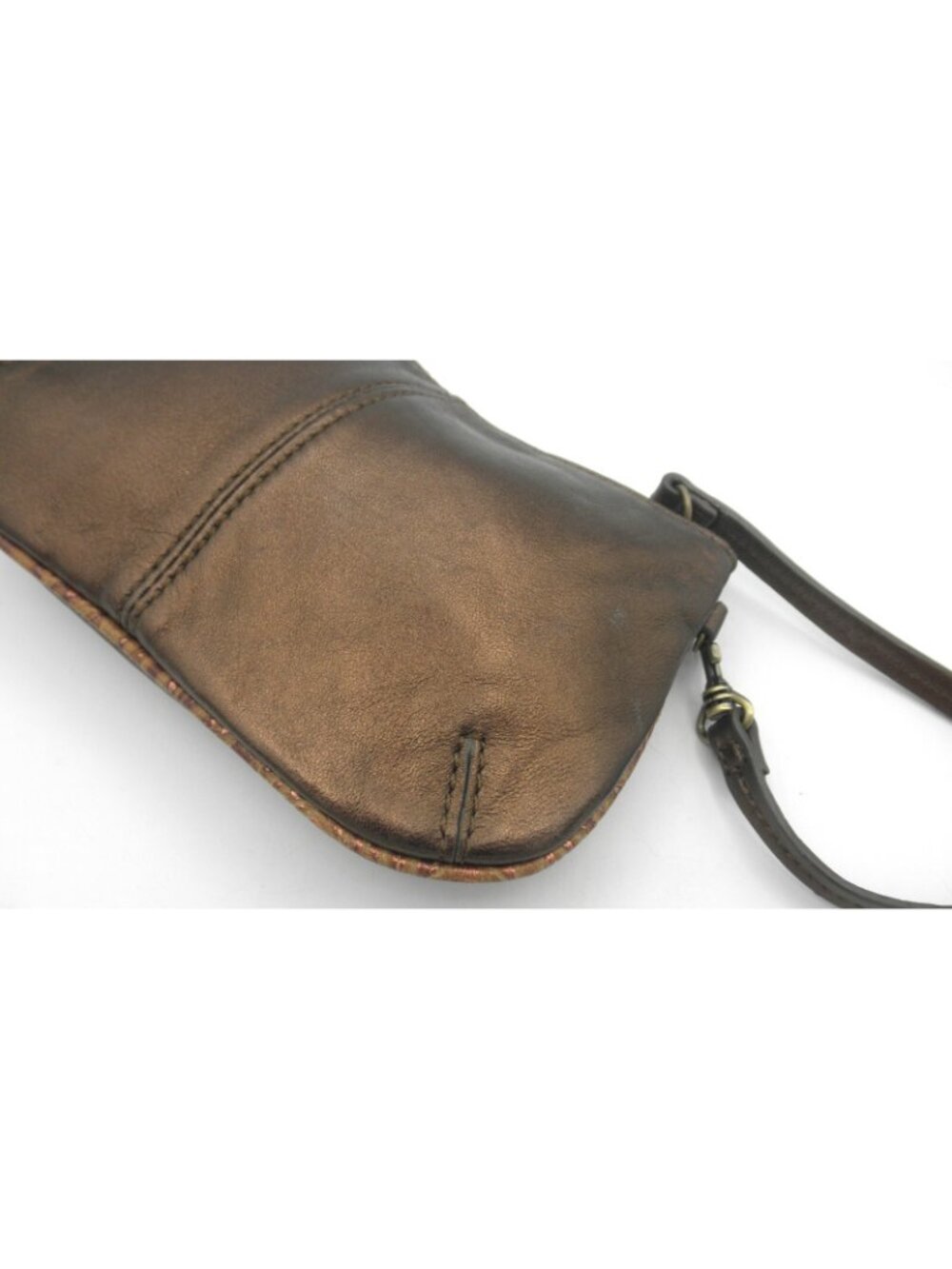 Sharif Pearlized Bronze Leather Wristlet Pouch Very Good Condition - Picture 8 of 14